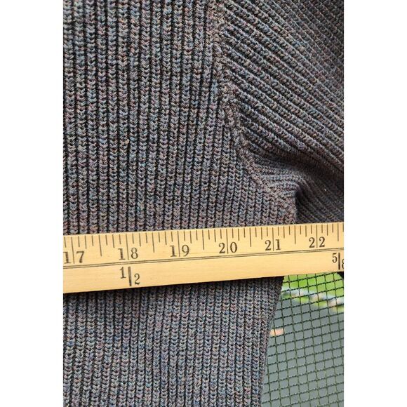 SaddleBred Mens Sweater Size L Heathered Charcoal Ribbed Henley Casual Preppy - Picture 6 of 8